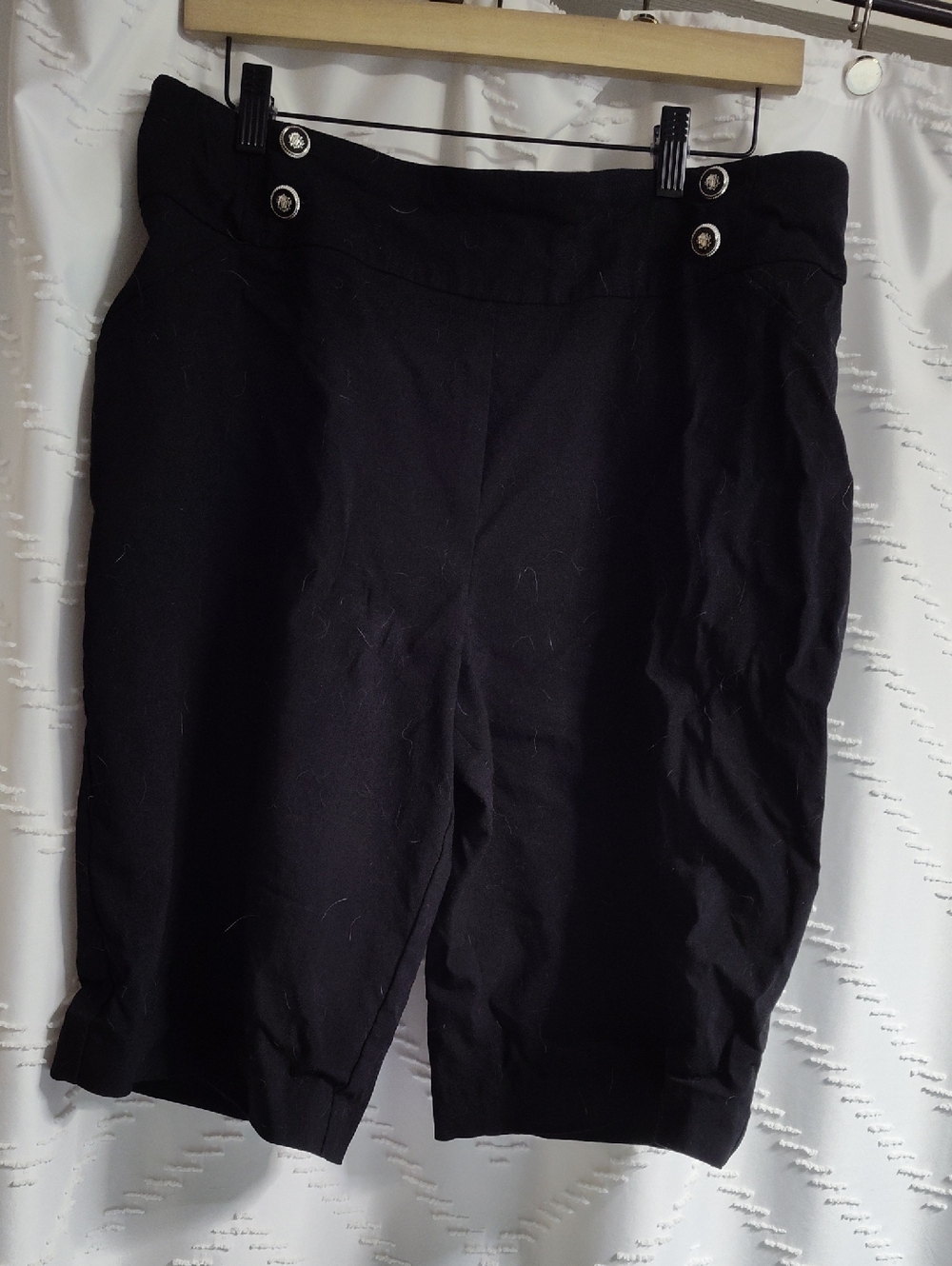 Counterparts Black Bermuda Shorts with Decorative Buttons